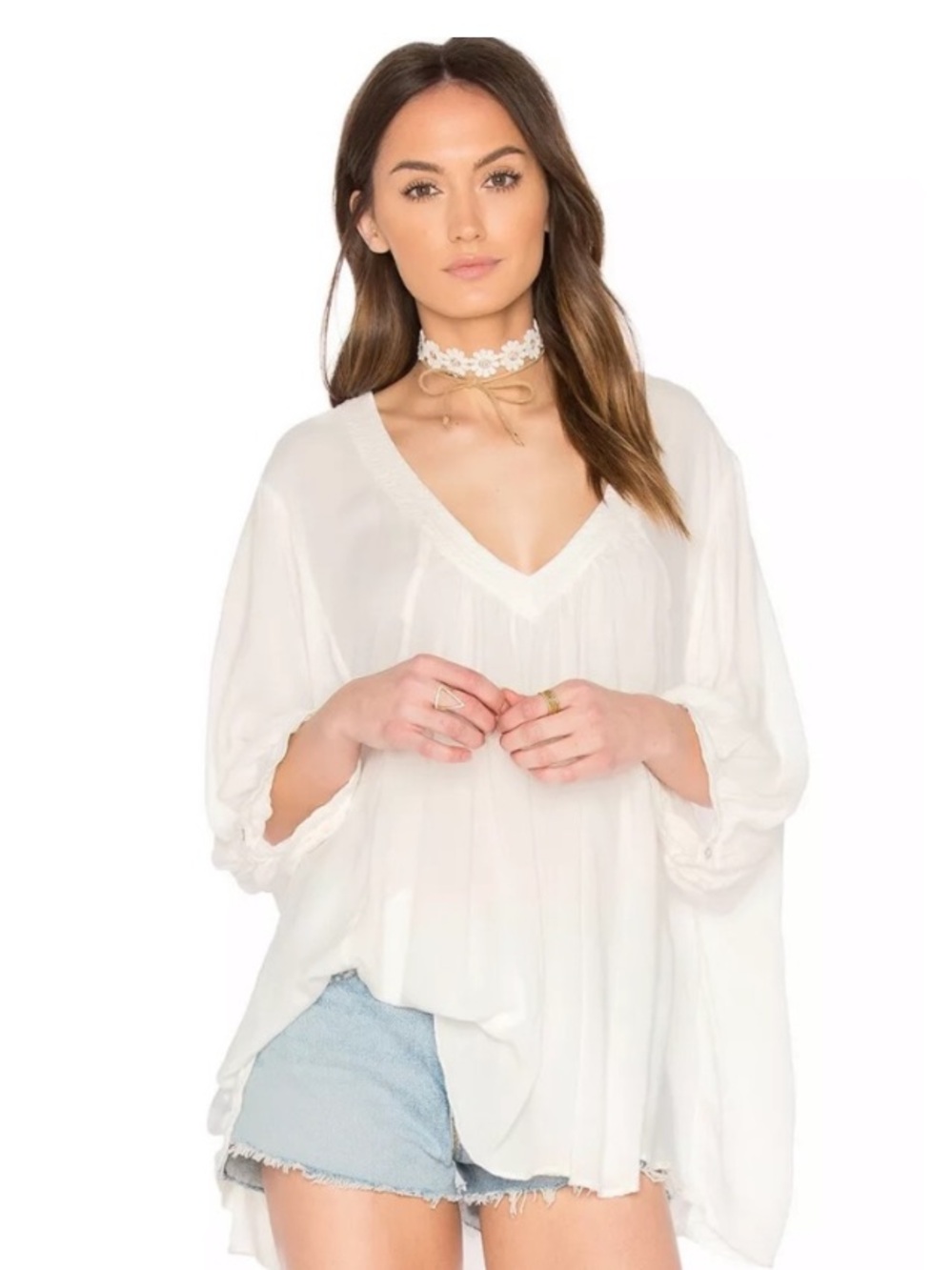 Free People Catch Me If‎ You Can Tunic In White Ivory size Large